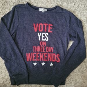 Wildfox Navy Vote Yes On Three Day Weekends Sweatshirt